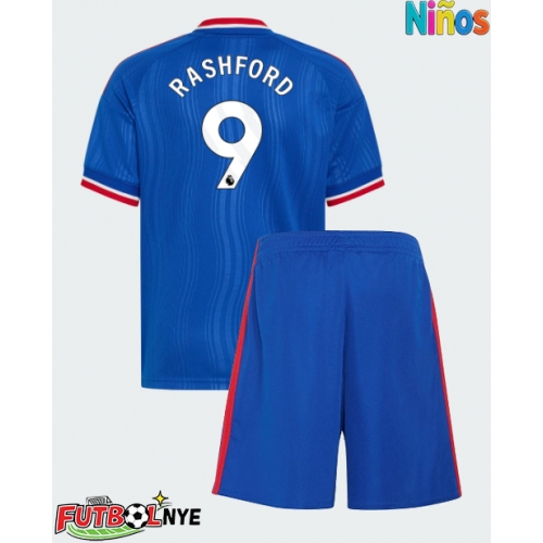 Camiseta Manchester United Marcus Rashford #9 Visitante Equipación para niños 2026-27 manga corta (+ pantalones cortos)
